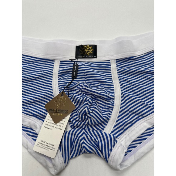 Brave Person Mens Blue Striped Boxer Briefs Underwear | Comfortable  large nwt - Picture 4 of 7